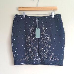 Stunning All Saints Black Embellished Mini Skirt